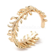 Leaf Brass Finger Cuff Rings, Open Rings for Women Men, Nickel Free, Real 18K Gold Plated, 1.6~6.8mm, Inner Diameter: 15.5mm(KK-C028-31G)