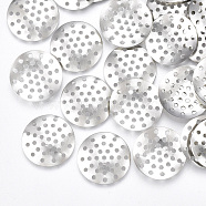 Iron Finger Ring/Brooch Sieve Findings, Perforated Disc Settings, Nickel Free, Platinum, 18x2mm, Hole: 1.2mm(X-IFIN-T007-48P-NF)