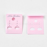 Plastic Earring Display Card, Rectangle, Pink, 3.6~3.8x3cm(X-BCOF-WH0001-01)