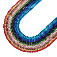 Cheriswelry 12Yards 12 Colors Electrophoresis Brass Rhinestone Strass Chains, Rhinestone Cup Chains, with Spool, Mixed Color, SS12, 3~3.2mm, about 1yard(about 0.914m)/color(CHC-CW0001-03)