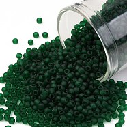 TOHO Round Seed Beads, Japanese Seed Beads, (939F) Transparent Frost Green Emerald, 11/0, 2.2mm, Hole: 0.8mm, about 1110pcs/10g(X-SEED-TR11-0939F)