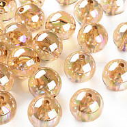 Transparent Acrylic Beads, AB Color Plated, Round, Sandy Brown, 20x19mm, Hole: 3mm, about 111pcs/500g(MACR-S370-B20-761)