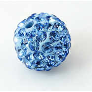 Polymer Clay Rhinestone Beads, Pave Disco Ball Beads, Grade A, Light Sapphire, PP9(1.5.~1.6mm), 6mm, Hole: 1.2mm(RB-H284-6MM-2)