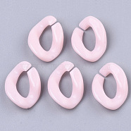 Opaque Acrylic Linking Rings, Quick Link Connectors, For Jewelry Curb Chains Making, Twist, Pearl Pink, 19x13x4mm, Inner Diameter: 5x9mm, about 1250pcs/500g(SACR-R248-01F)