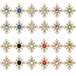 24Pcs 12 Colors Acrylic Pendants, with Light Gold Tone Alloy Findings, Cross Charm, Mixed Color, 34x29x4.5mm, Hole: 1.2mm, 2pcs/color(FIND-SC0005-63)
