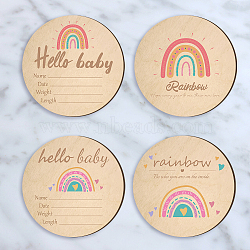 2Pcs 2 Style Double-face Printed Wooden Baby Photo Props, Birth Announcement Sign, Wooden Growth Milestone Signs, Flat Round, Rainbow, 150x3mm, 1pc/style(DJEW-WH0601-001)