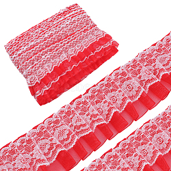 Polyester Ribbon, Wave Edge Ornamnent, Ruffle Lace Trimming, Costume Dress Accessories, Red, 50x1mm(DIY-WH0304-815A)