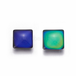 Glass Cabochons, Changing Color Mood Cabochons, Square, Colorful, 10x10x4mm(X-GGLA-J010-03-10mm)