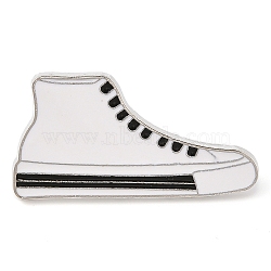 Platinum Alloy Enamel Brooches, White, Shoes, 20.5x39.5mm(JEWB-I035-02P-03)