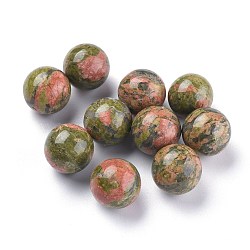 Natural Unakite Beads, Gemstone Sphere, No Hole/Undrilled, Round, 17.5~18mm(G-L564-004-D02)