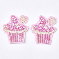 Computerized Embroidery Cloth Iron On Patches, Costume Accessories, Appliques, Cake, Pink, 46x39x1.5mm(FIND-T030-055)