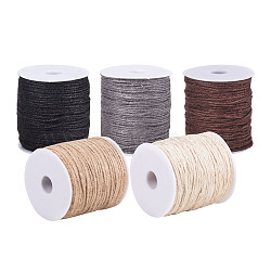 Colored Jute Cord, Jute String, Jute Twine, 3-Ply, for Jewelry Making, Mixed Color, 2mm, about 100m/roll, 5rolls/set(OCOR-PH0003-46)