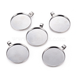 Alloy Pendant Cabochon Settings, Plain Edge Bezel Cups, DIY Findings for Jewelry Making, Cadmium Free & Lead Free, Flat Round, Gunmetal, 62.5x50x4mm, Tray: 46.8x3mm, Hole: 7x10mm(X-PALLOY-S602-B-LF)