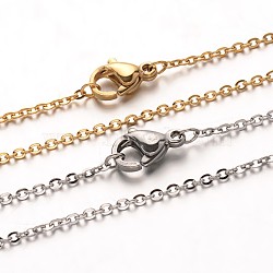 304 Stainless Steel Cable Chain Necklaces, with Lobster Claw Clasps, Mixed Color, 19.7 inch(50cm)(NJEW-M124-01)