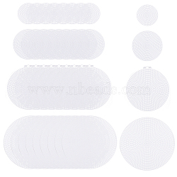 40Pcs 4 Style Plastic Mesh Canvas Sheets, Bag Bottom Shaper Pads, Purse Making Template, for Yarn Crochet, Embroidery Craft, Flat Round, White, 7.6~17.8x0.15cm, 10pcs/style(DIY-DC0002-54)