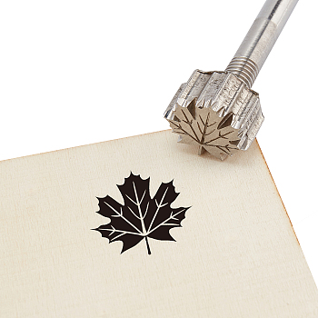 Stainless Steel Branding Iron Stamps, Bent Head, for Cake/Wood/Leather, Leaf Pattern, 31.5x2x2cm