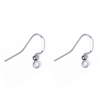304 Stainless Steel French Earring Hooks, Flat Earring Hooks, with Horizontal Loop, Stainless Steel Color, 17x3mm, Hole: 2mm, 21 Gauge, Pin: 0.7mm