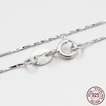 Rhodium Plated 925 Sterling Silver Coreana Chain Necklaces, with Spring Ring Clasps, Thin Chain, Platinum, 18 inch, 0.5mm