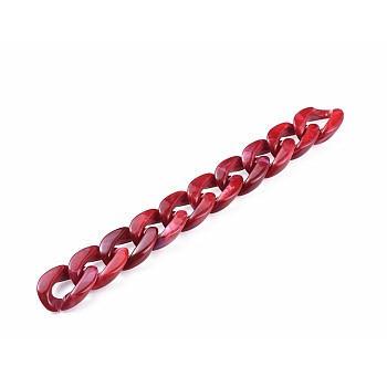 Acrylic Curb Chains, Unwelded, Red, 39.37 inch(100cm), Link: 29x21x6mm, 1m/strand