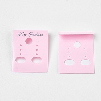 Plastic Earring Display Card, Rectangle, Pink, 3.6~3.8x3cm