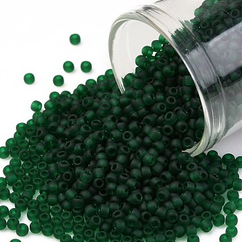TOHO Round Seed Beads, Japanese Seed Beads, (939F) Transparent Frost Green Emerald, 11/0, 2.2mm, Hole: 0.8mm, about 1110pcs/10g