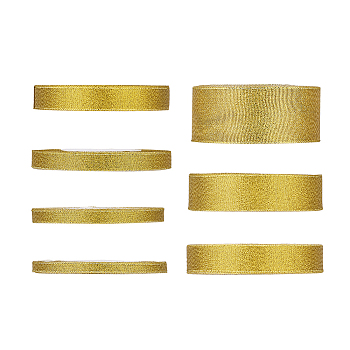 Glitter Metallic Ribbon, Sparkle Ribbon, DIY Material for Organza Bow, Double Sided, Gold, 7rolls/set