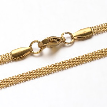 304 Stainless Steel Bar Link Chains Necklaces, with Lobster Claw Clasps, Golden, 17.7 inch(45cm)