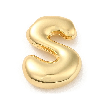 Brass Pendant, Real 18K Gold Plated, Letter S, 23x17x6.5mm, Hole: 3.6x1.9mm