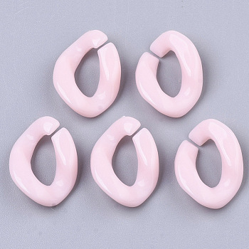 Opaque Acrylic Linking Rings, Quick Link Connectors, For Jewelry Curb Chains Making, Twist, Pearl Pink, 19x13x4mm, Inner Diameter: 5x9mm, about 1250pcs/500g