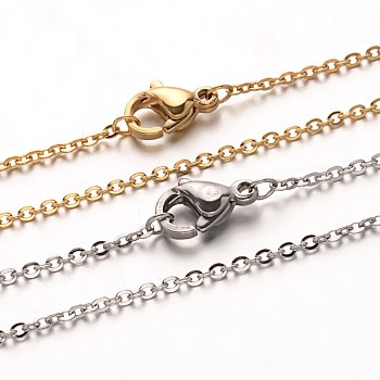 304 Stainless Steel Cable Chain Necklaces, with Lobster Claw Clasps, Mixed Color, 19.7 inch(50cm)