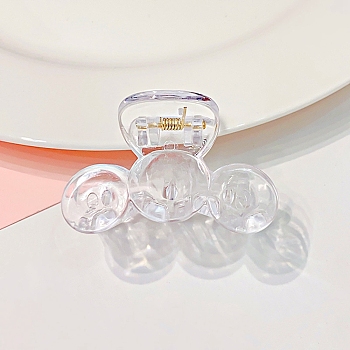 Transparent Plastic Claw Hair Clips, with Iron Spring, Hair Accessories for Girls, Clear, 30.5x49x26~32mm