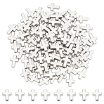 100Pcs CCB Plastic Beads, Cross, Platinum, 13x9x3mm, Hole: 1.5mm(CCB-LP0001-02)