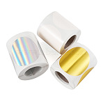 3 Rolls 3 Styles Vinyl Plastic Printable Holographic Stickers, Label Sticker, Flat Round, 50mm, 200pcs/roll, 1 roll/style(OFST-TA0001-10C)
