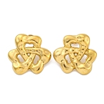 Flower Ion Plating(IP) 304 Stainless Steel Stud Earrings, Real 18K Gold Plated, 24x25.5mm(EJEW-H013-27G)