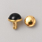 Round Brass Semi-Tublar Rivets, Collision Rivet, with Glass, for Purse, Bags, Boots, Leather Crafts Decoration, Golden, Black, 9x7.5mm, Pin: 2.7mm, Cap: 5.5x3mm, Hole: 2.5mm(FIND-WH0423-44E)