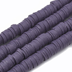 Flat Round Handmade Polymer Clay Bead Spacers, DarkSlate Blue, 3x1mm, Hole: 1mm, about 380~400pcs/strand, 17.7 inch(CLAY-R067-3.0mm-04)