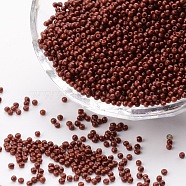 12/0 Grade A Round Glass Seed Beads, Baking Paint, Indian Red, 12/0, 2x1.5mm, Hole: 0.7mm, about 30000pcs/bag(SEED-Q009-FJX18)