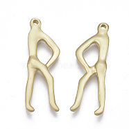 Smooth Surface Alloy Pendants, Athlete with Letter, Matte Gold Color, Letter.R, 29.5x9.5x2.5, Hole: 1.4mm(PALLOY-S117-116R)