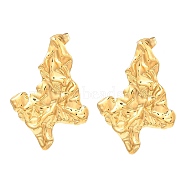 304 Stainless Steel Stud Earrings for Women, Textured Butterfly, Real 18K Gold Plated, 37.5x26.5mm(EJEW-E291-06G)