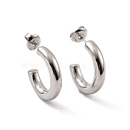 304 Stainless Steel Stud Earrings for Women, C-Shaped, Stainless Steel Color, 19.5~20x4mm, Pin: 0.7mm(EJEW-G346-07C-P)
