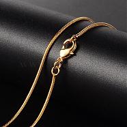 Brass Necklaces, Round Snake Chain, with Lobster Clasp, Golden, 17.52 inch, 1.2mm(MAK-K003-08G)