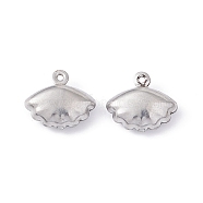 304 Stainless Steel Charms, Shell, Stainless Steel Color, 11.5x13x5mm, Hole: 1mm(STAS-C057-07P)