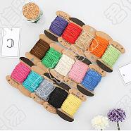 Jute Cord, Jute String, Jute Twine, 3 Ply, for Jewelry Making, Mixed Color, 2mm, 10m/board, 12boards/set(OCOR-CP0001-03)