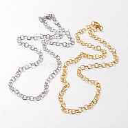 Boy's 304 Stainless Steel Rolo Chain Necklace, with Lobster Claw Clasps, Mixed Color, 17.71 inch(45cm)(STAS-L127-04)