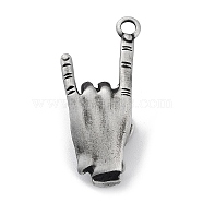 Tibetan Style Alloy Pendant, Frosted, Hand, Antique Silver, 42x19.5x12mm, Hole: 3.8mm(PALLOY-H133-40AS)