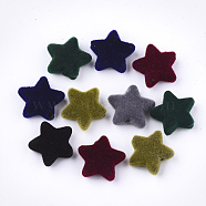 Flocky Acrylic Beads, Star, Mixed Color, 13x14x4.5~5mm, Hole: 1.5mm(FIND-T046-37)
