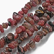 Natural Rhodonite Chip Bead Strands, 5~8x5~8mm, Hole: 1mm, about 31.5 inch(G-M205-24-01)