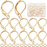 50Pcs 304 Stainless Steel Leverback Earring Findings, with Horizontal Loops & 50Pcs Rack Plating Brass Jump Rings, Real 24K Gold Plated, 15.5x10x1.5mm, Hole: 1.5mm(DIY-CN0002-51)