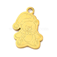 Christmas Theme 201 Stainless Steel Charms, Laser Cut, Golden, Bear, 14.5x9x1mm, Hole: 1.5mm(STAS-Q015-13G-02)