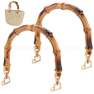 Arch Plastic Imitation Bamboo Shank Bag Handles, with Alloy Clasps, Peru, 12.5x13.35x2.15cm(DIY-WH0430-532)